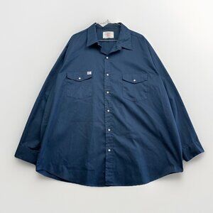 VTG Big Bill Canada Made Work Shirt Men 3XL Blue Pearl Snap Long Sleeve Workwear